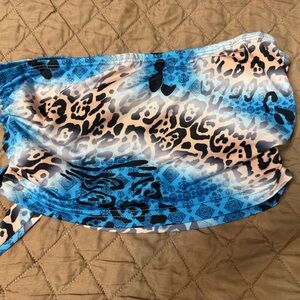SHEIN Blue and Tan Animal Print Swim Sarong